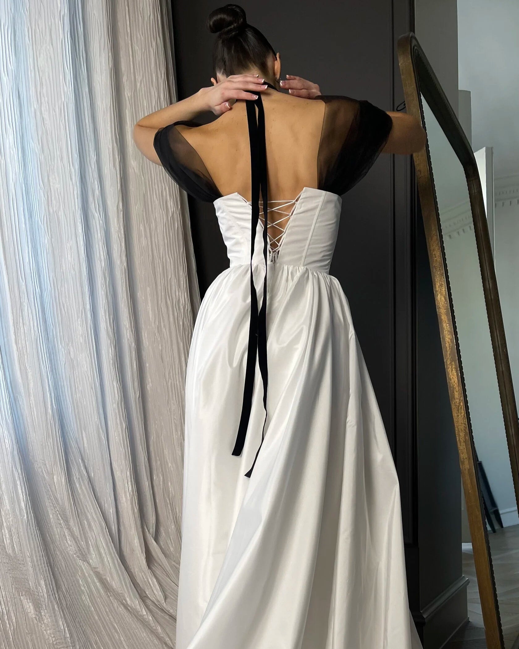 Taffeta wedding dress with corset