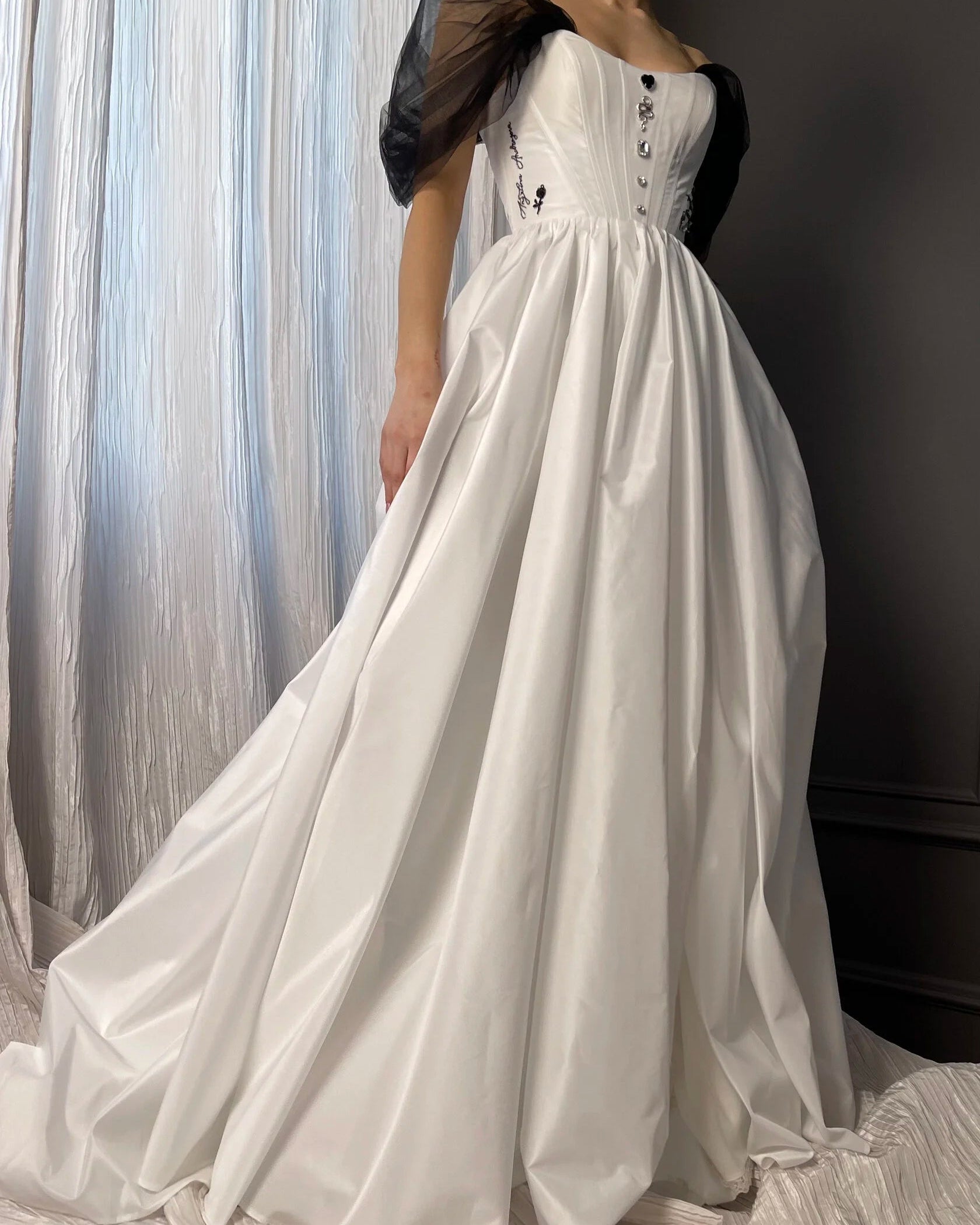 Taffeta wedding dress with corset