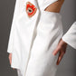 Elegant wedding pantsuit with a luxurious satin blazer and embroidered lace pants