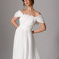 Whimsical organza bridal dress with romantic off-shoulder puff sleeves